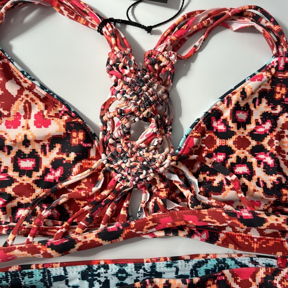 GYPSY 05  Bikini Racerback Top Cheeky Bottoms Multi Aqua - Picture 6 of 7